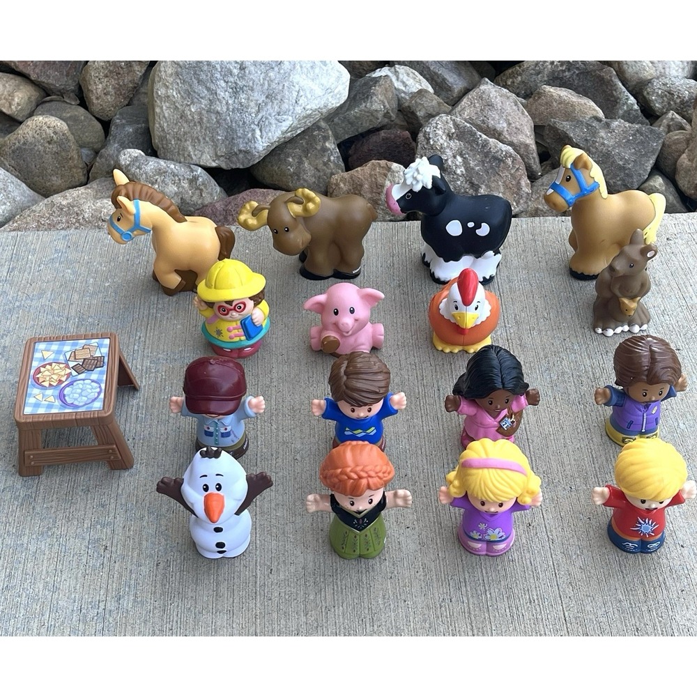 Fisher Price Little People Lot Of 16 Figures Toy Disney Anna Olaf Kangaroo Moose